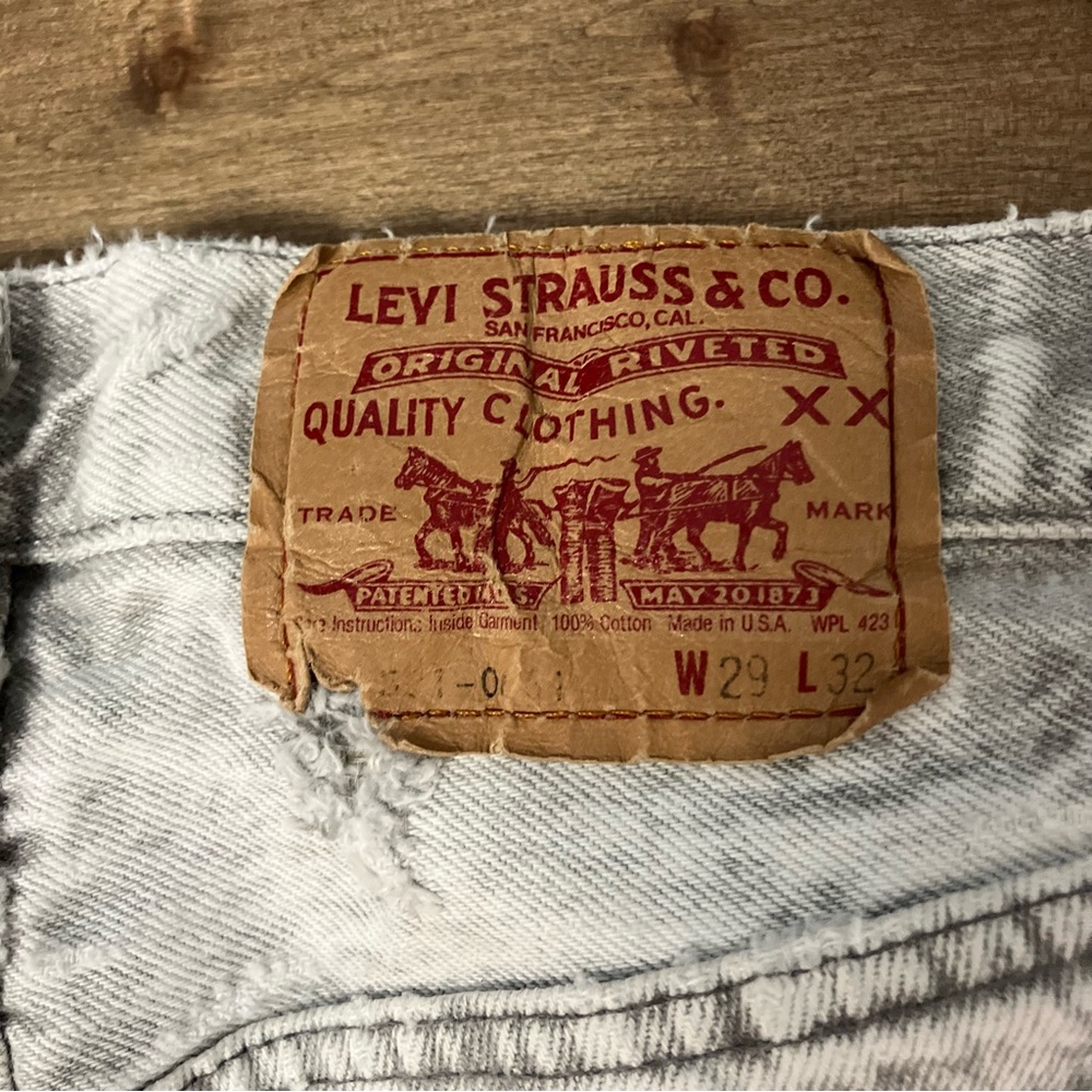 Vintage Levi’s Women’s 501 27x31 (tag 29x32) Gray White Denim Jeans Button Fly - Picture 14 of 15